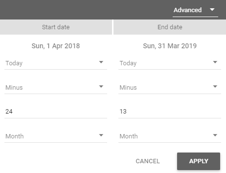 Date selection previous year