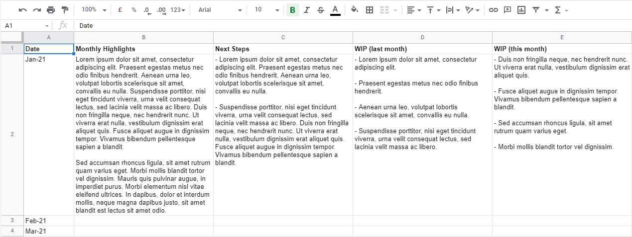 Google Sheets Commentary Database